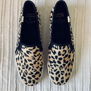 Keds for Kate Spade Double Decker Leopard Print Calf Fur Slip-On Sneaker Sz 8